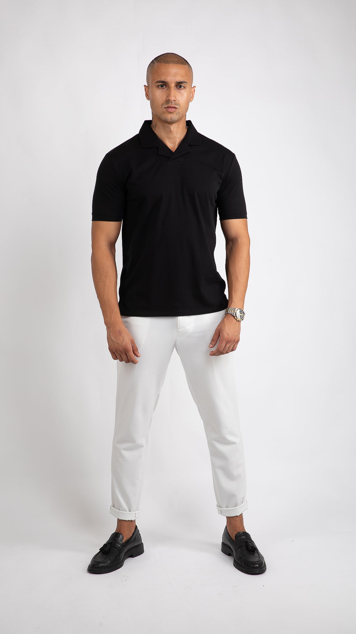 Pima Cuban Collar Polo | Black