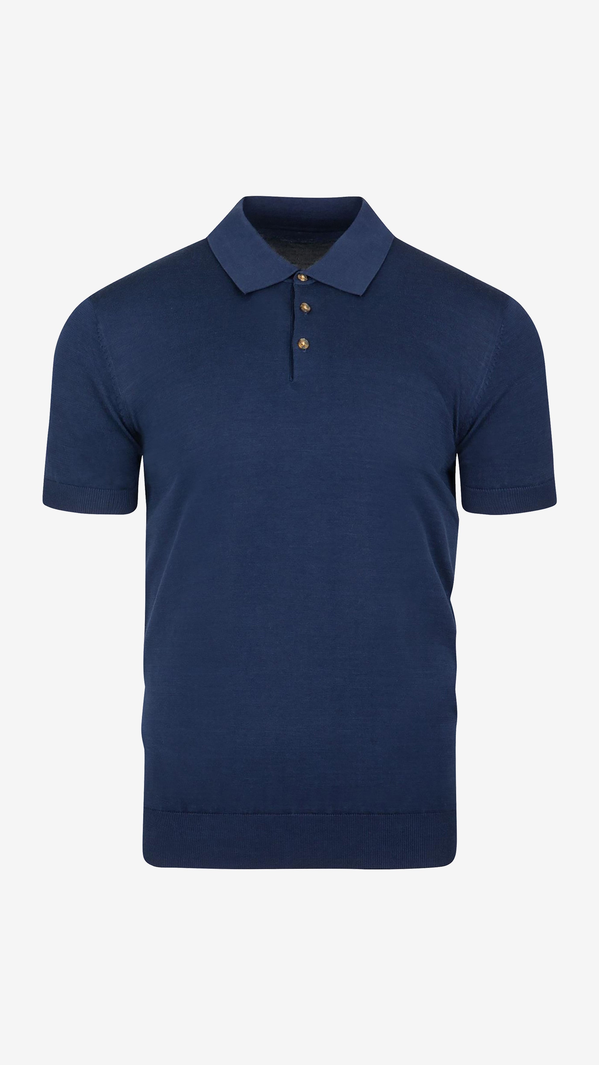 Fine Gauge Silk-Cotton Polo | Navy Blue