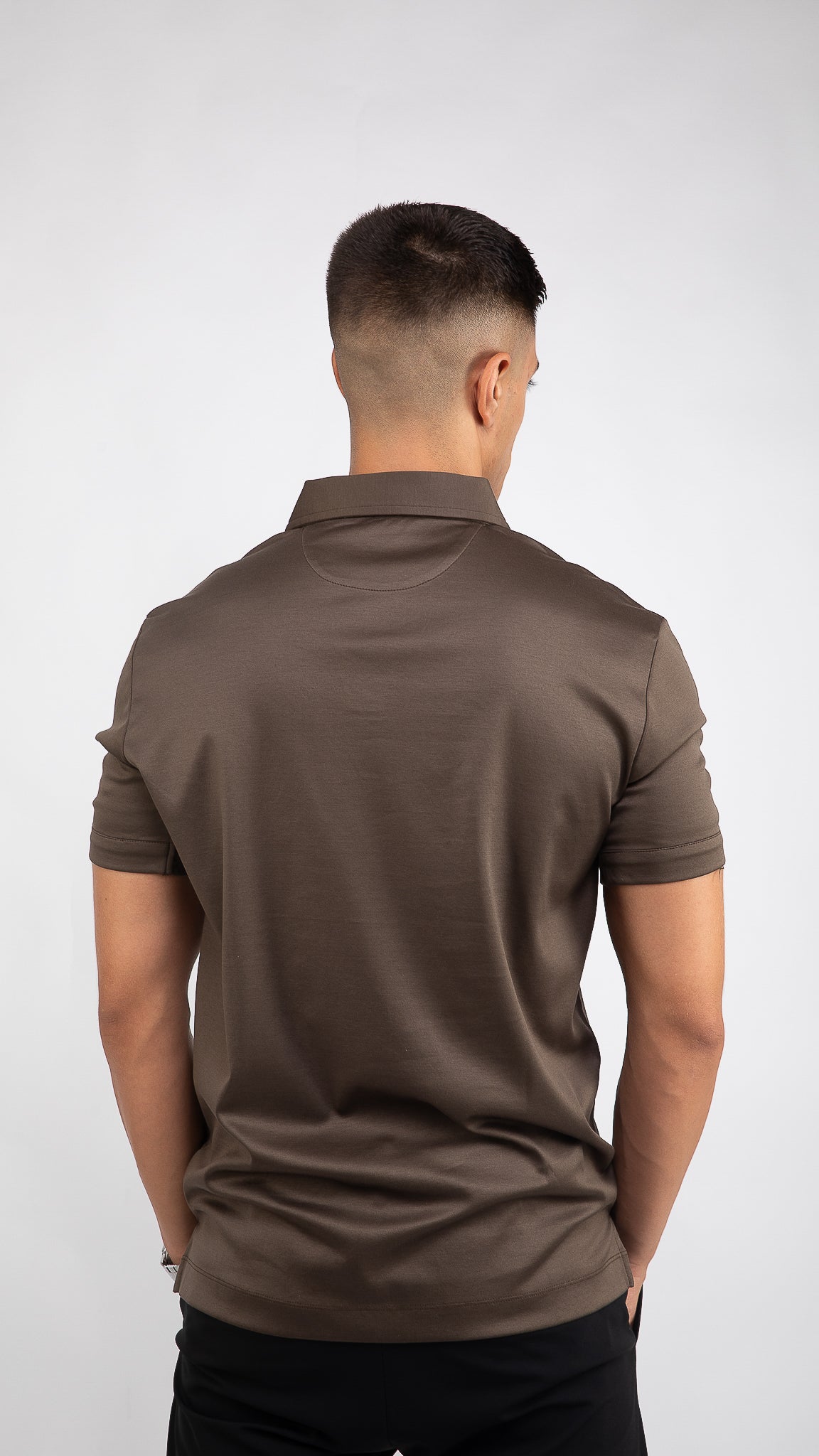Supima Buttonless Polo | Ebony Brown