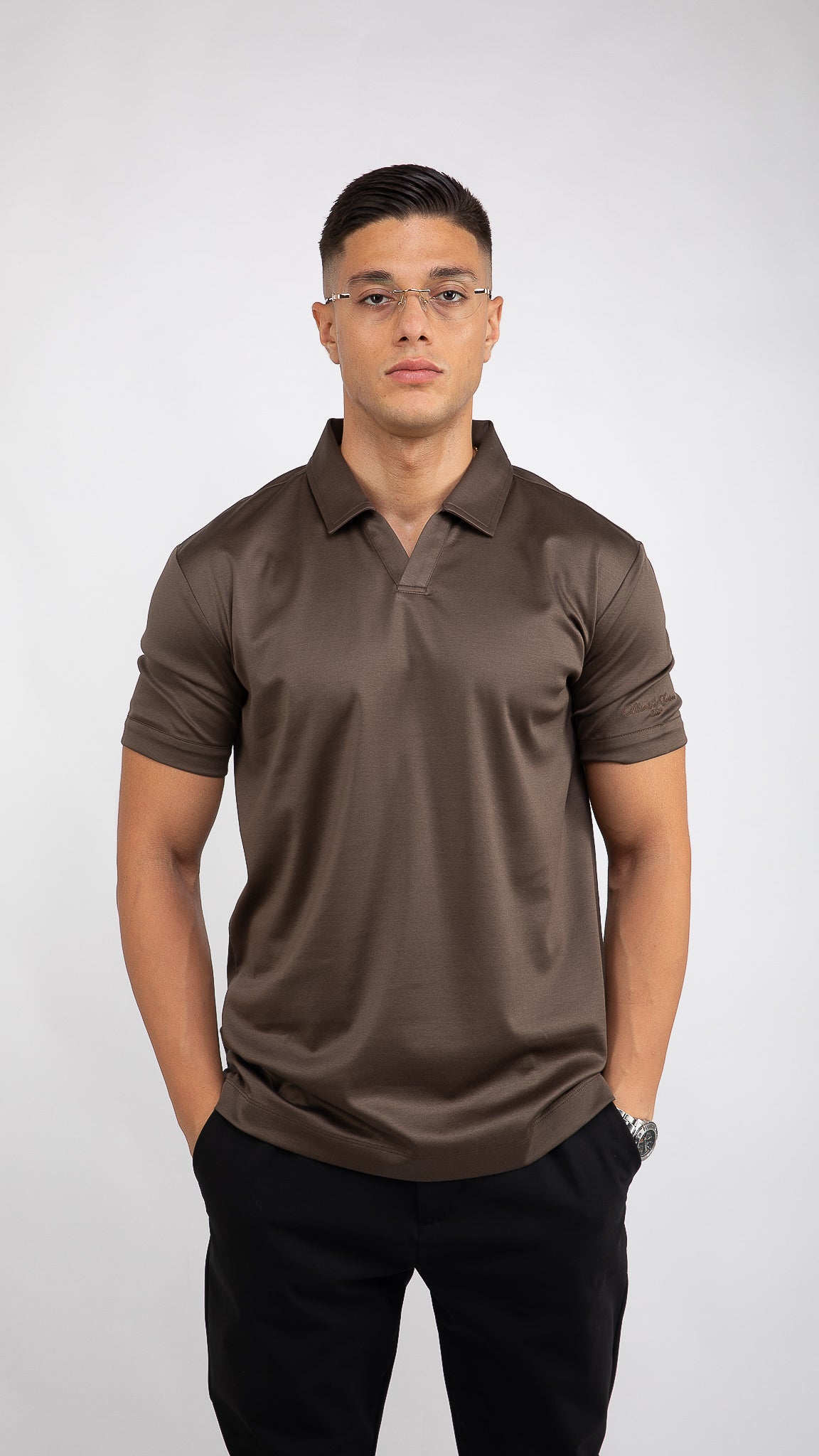Supima Buttonless Polo | Ebony Brown