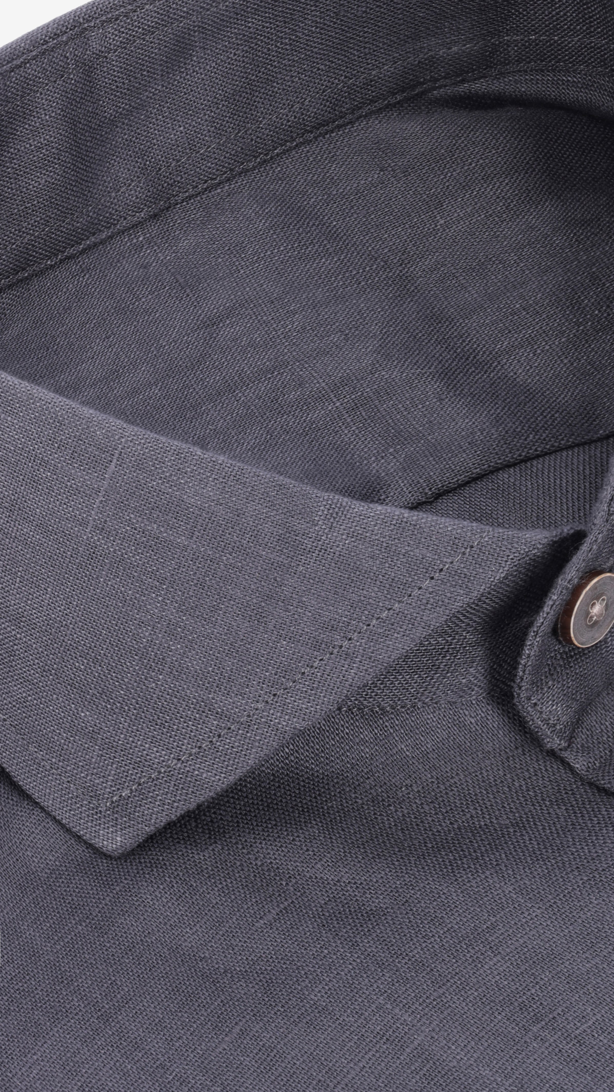 One Piece Collar L/S Linen Shirt | Anthracite Grey