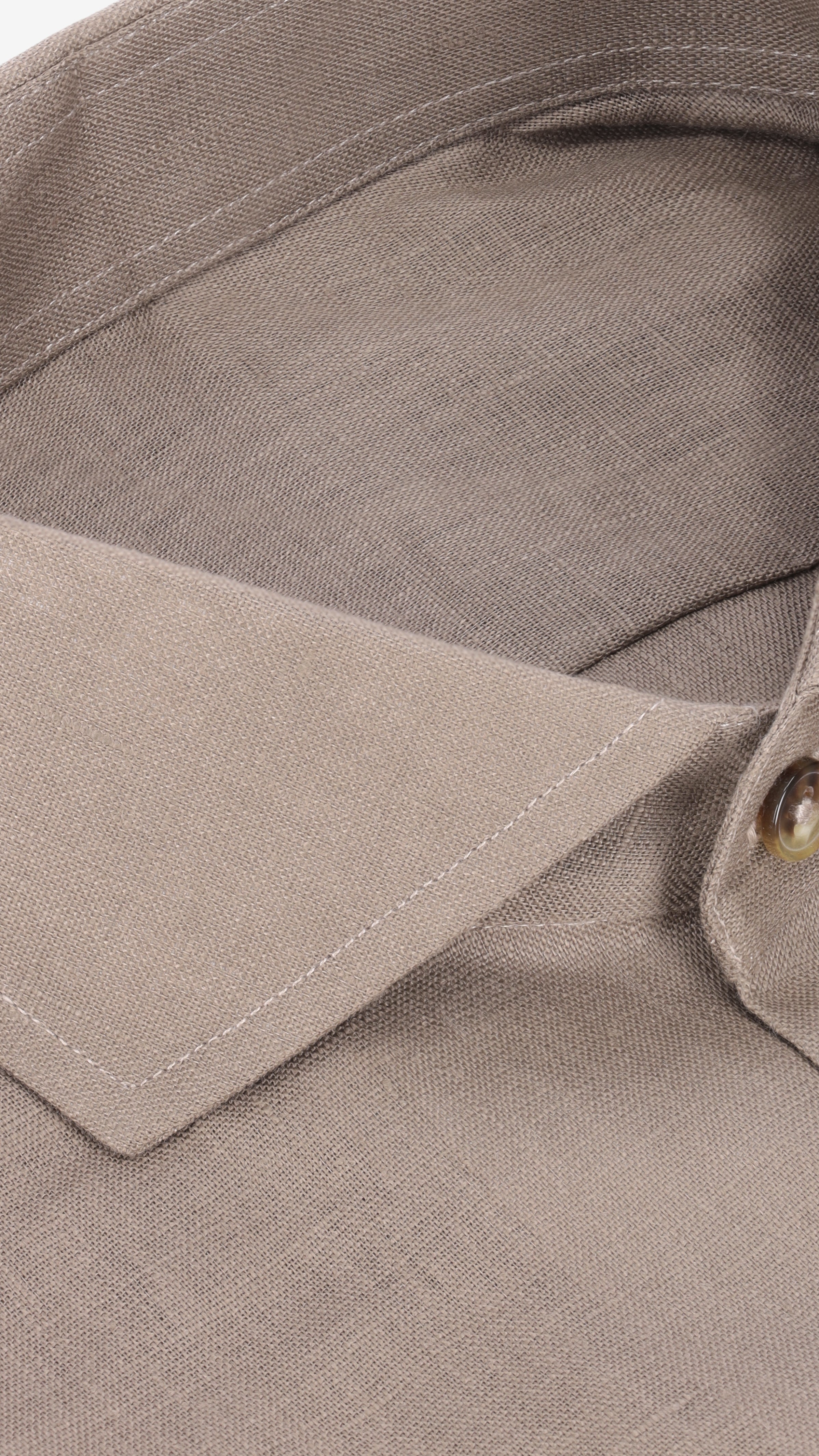 One Piece Collar L/S Linen Shirt | Ebony Brown