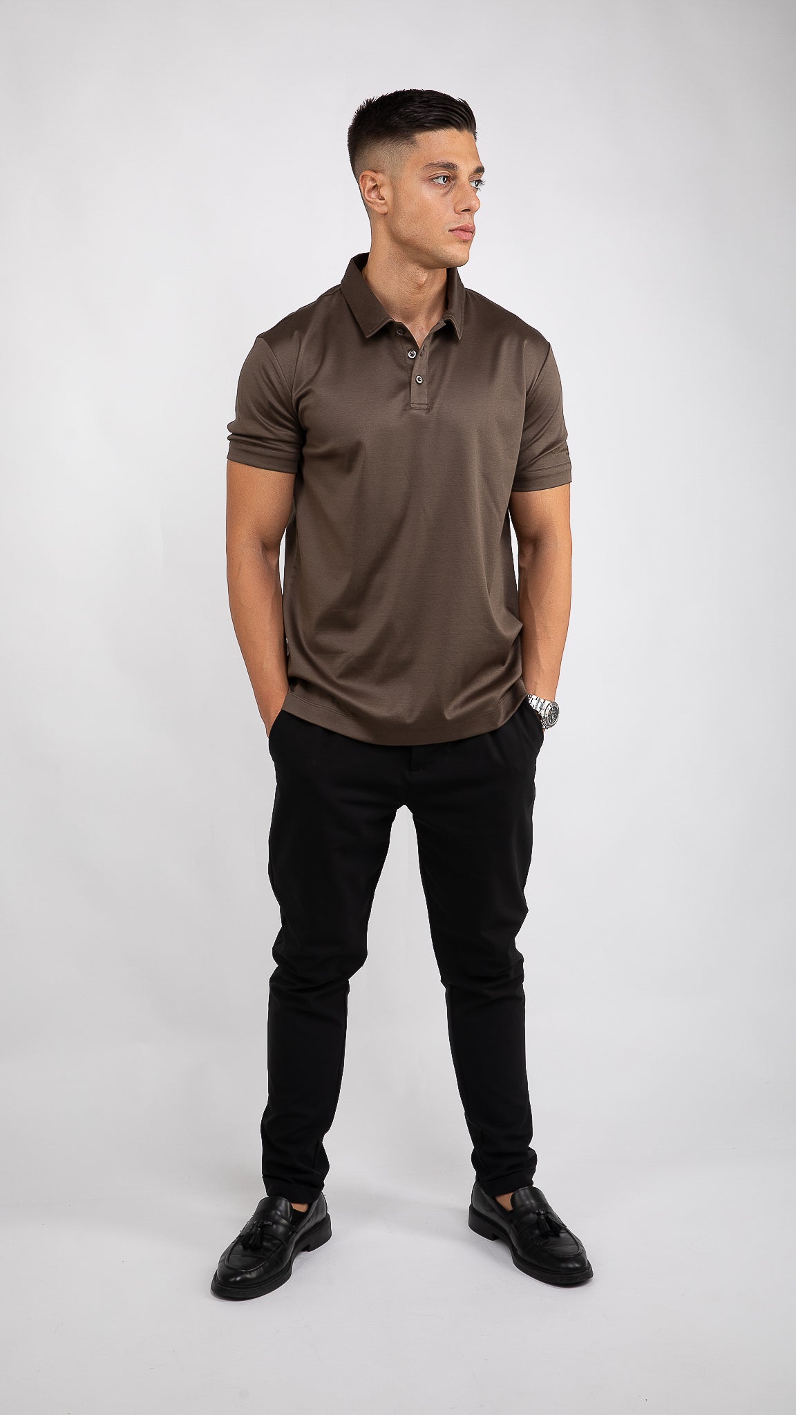 Supima Button-Up Polo | Ebony Brown
