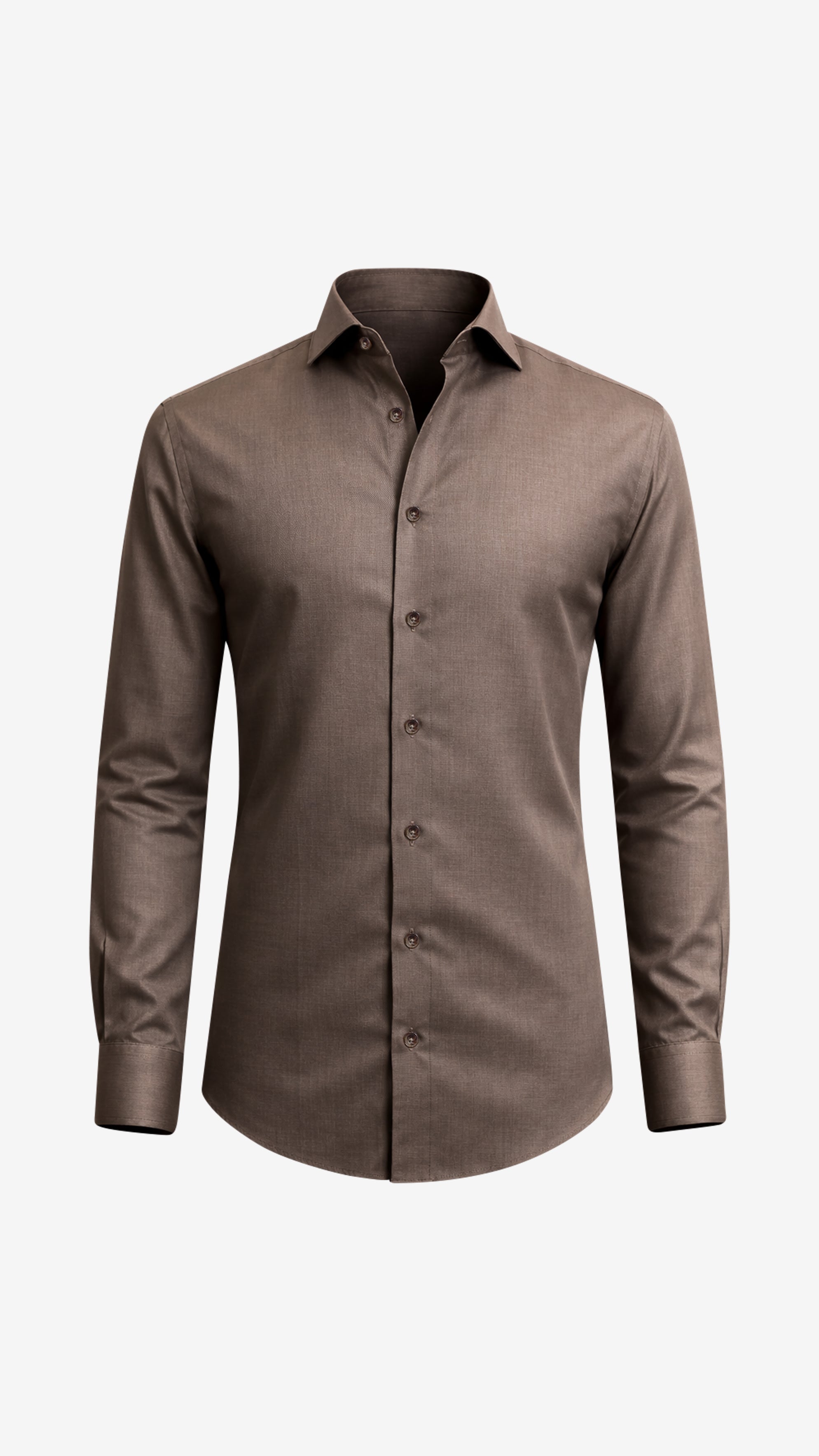 One Piece Collar L/S Linen Shirt | Ebony Brown