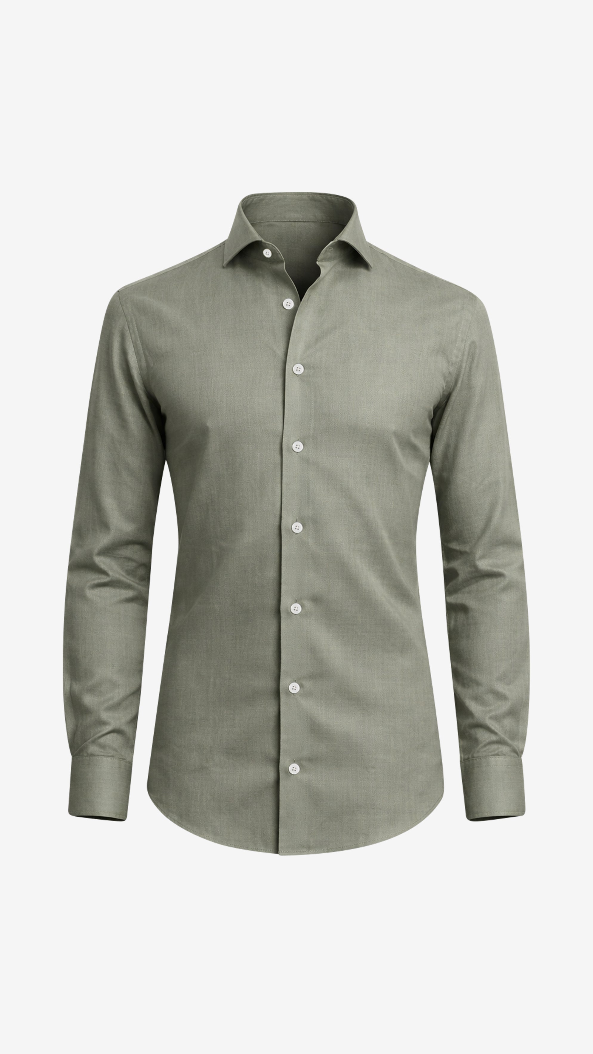 One Piece Collar L/S Linen Shirt | Olive Green