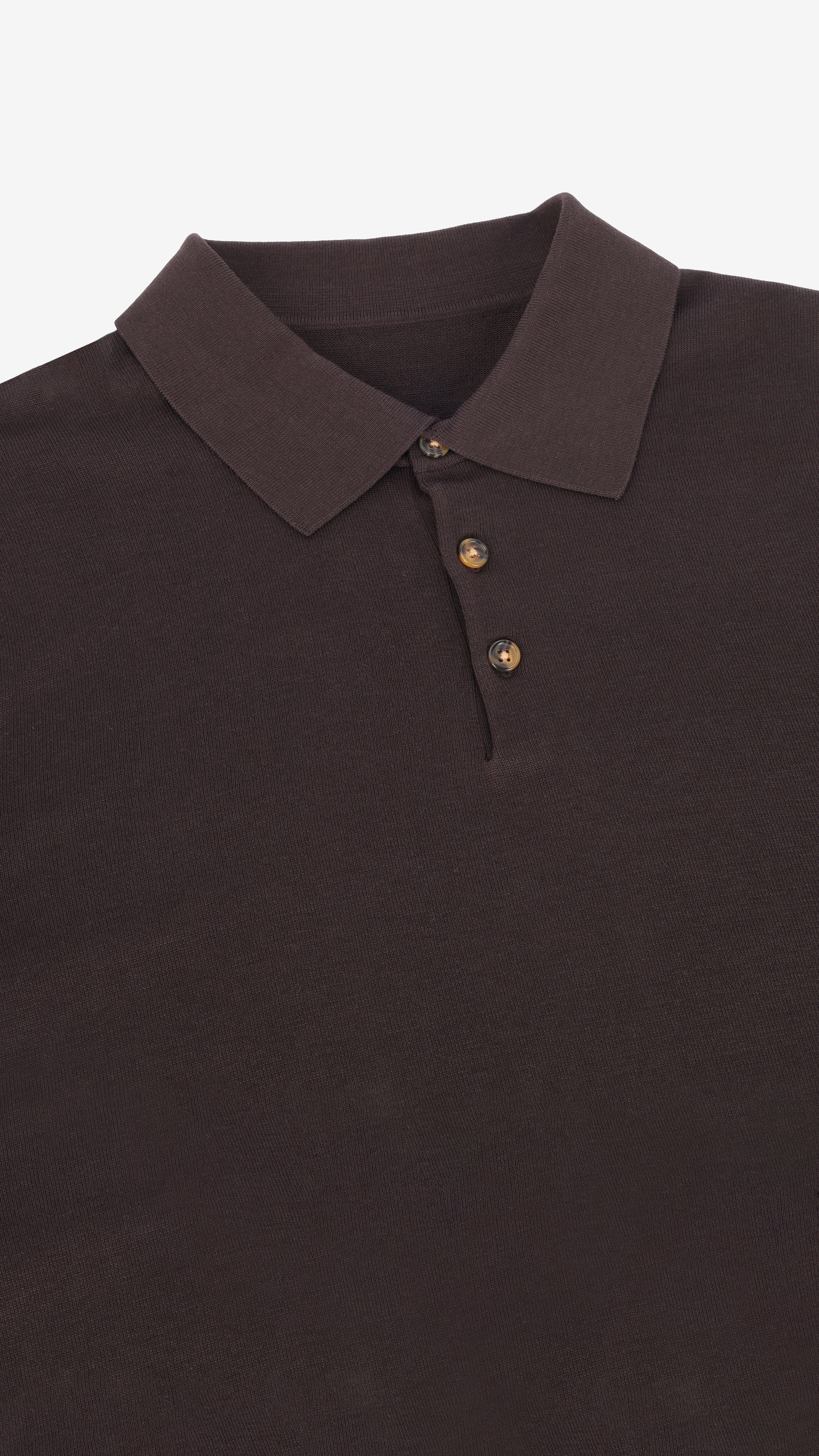 Fine Gauge Silk-Cotton Polo | Ebony Brown