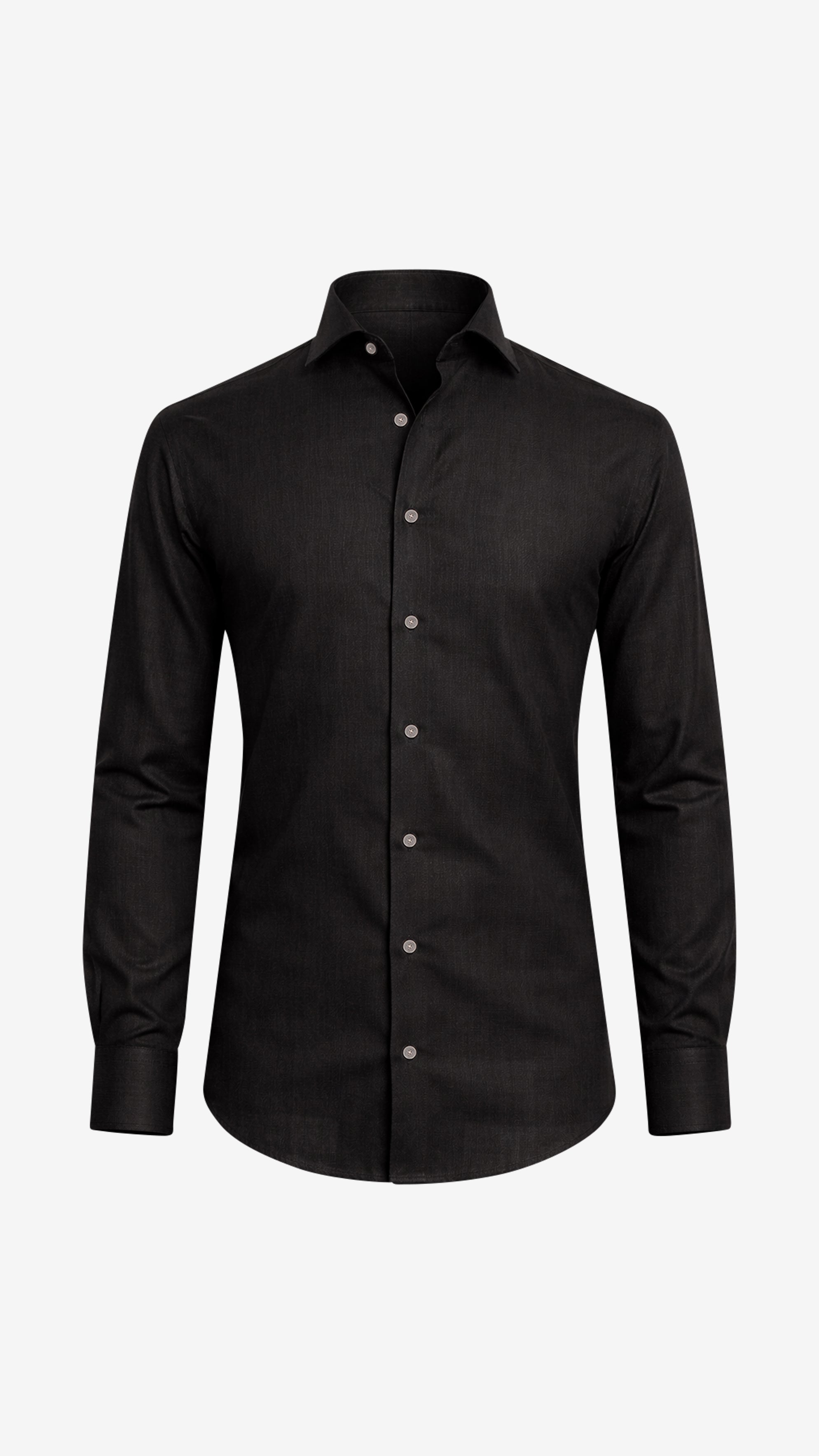 One Piece Collar L/S Linen Shirt | Black