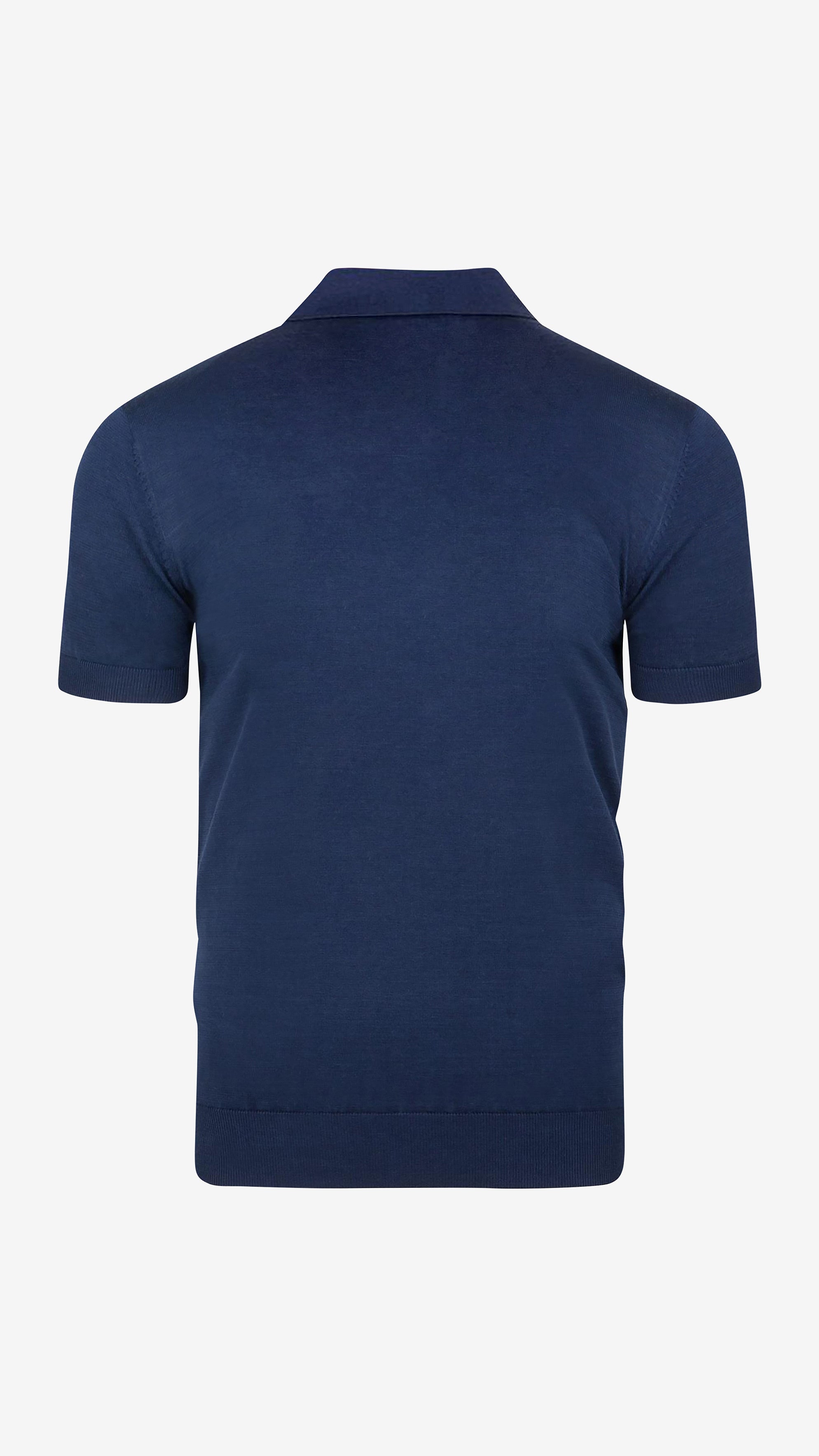 Fine Gauge Silk-Cotton Polo | Navy Blue
