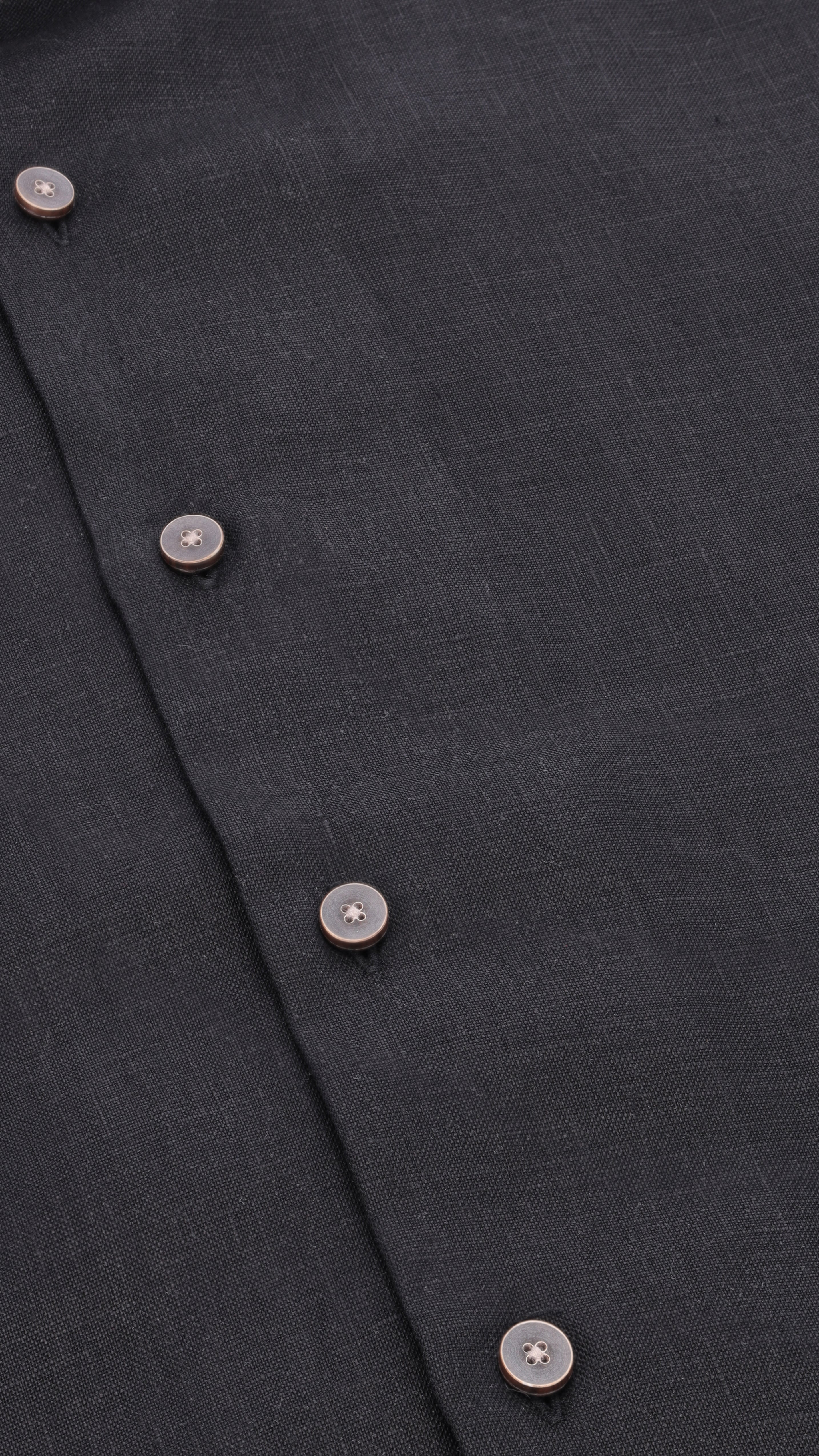 One Piece Collar L/S Linen Shirt | Black