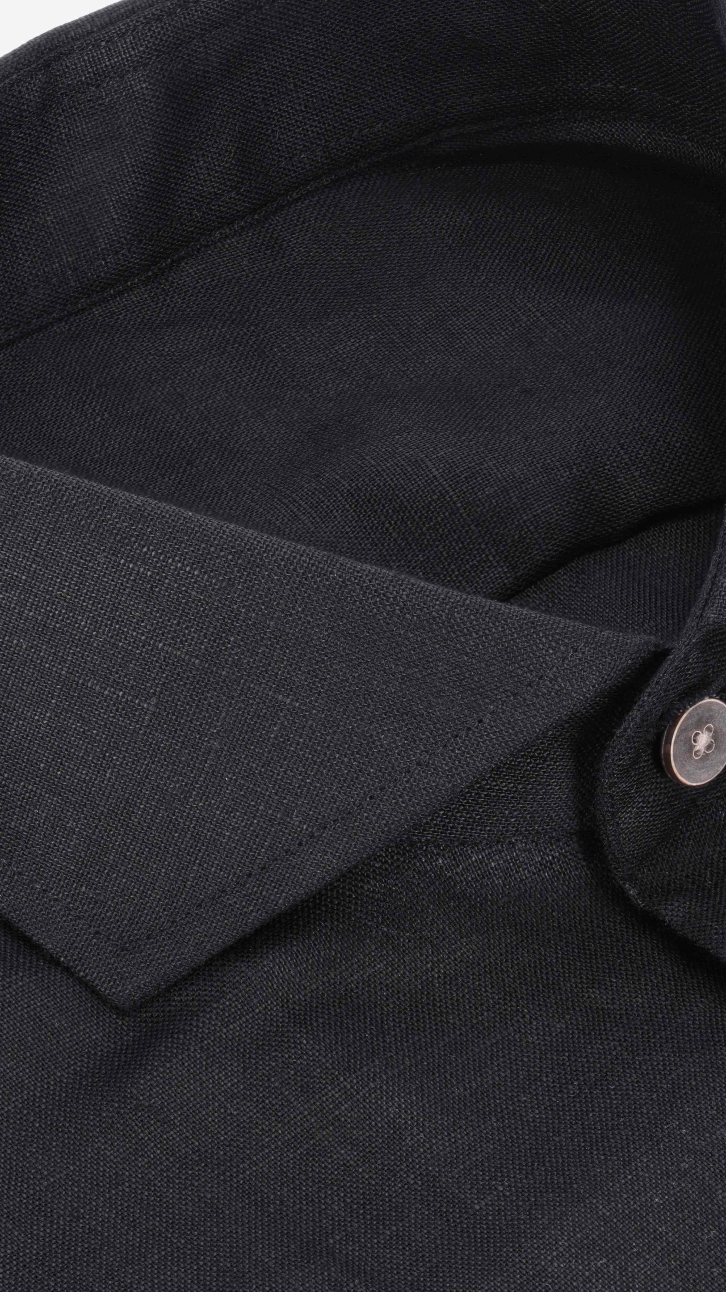 One Piece Collar L/S Linen Shirt | Black