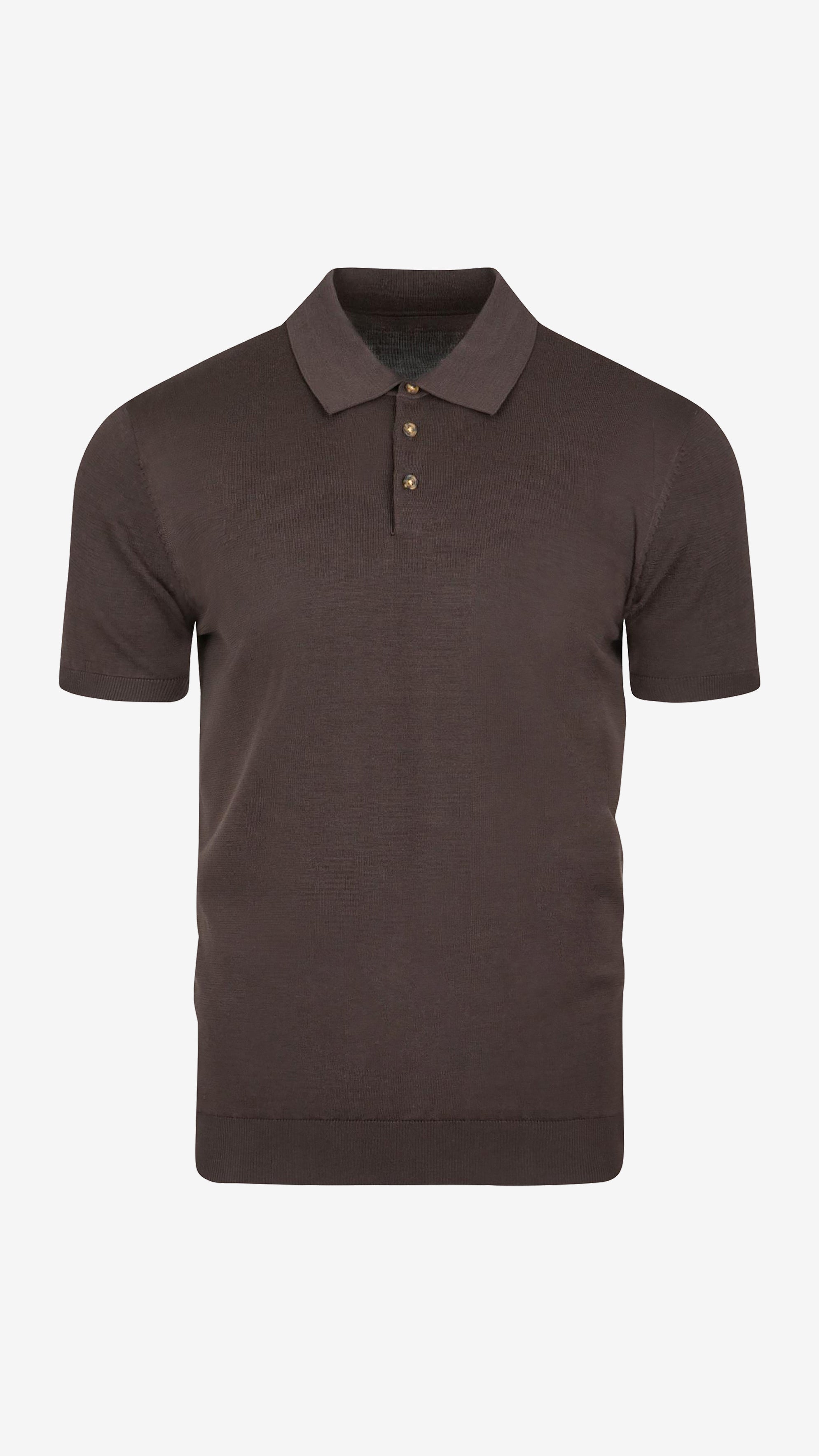 Fine Gauge Silk-Cotton Polo | Ebony Brown